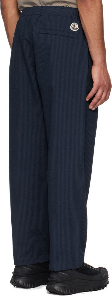 Bukser Moncler Moncler Seersucker Belted Trousers Mørkeblå | K10912A00038598JC, 2
