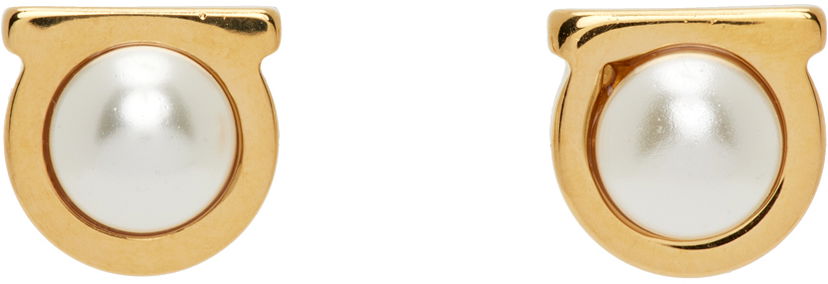 Øreringe FERRAGAMO Gancini Pearl Earrings "Gold" Metalisk | 760121 - 696454