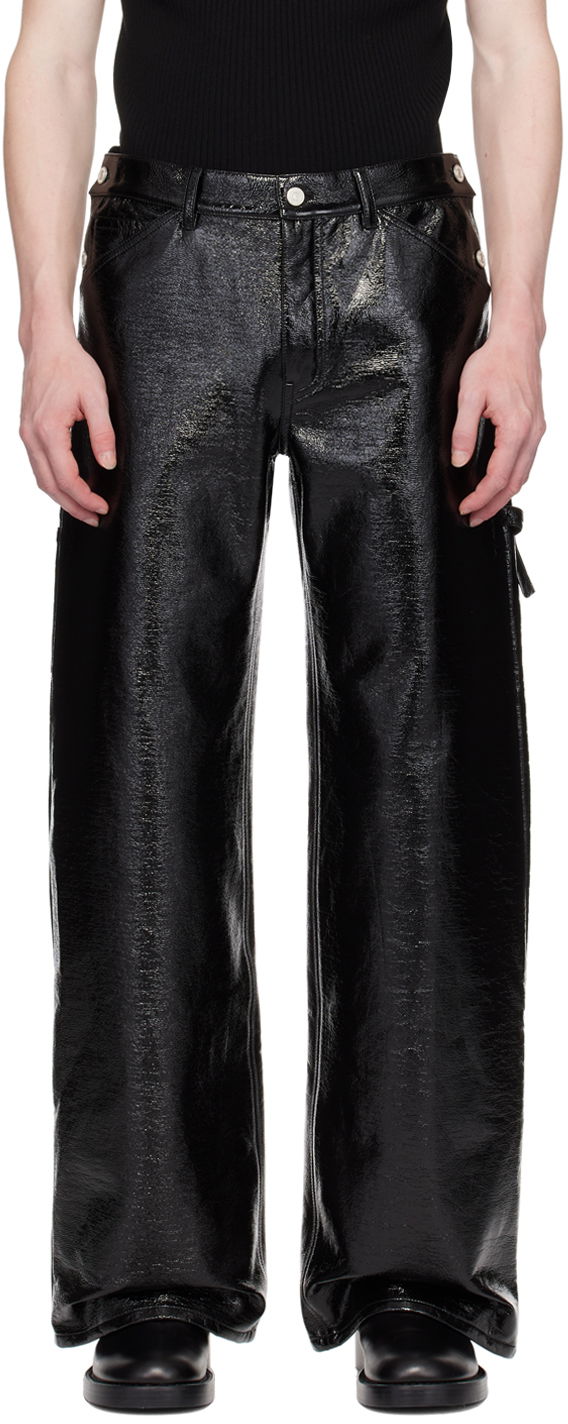 Cargo bukser Courrèges Sailor Black Vinyl Trousers Sort | 124CPA188VY0014