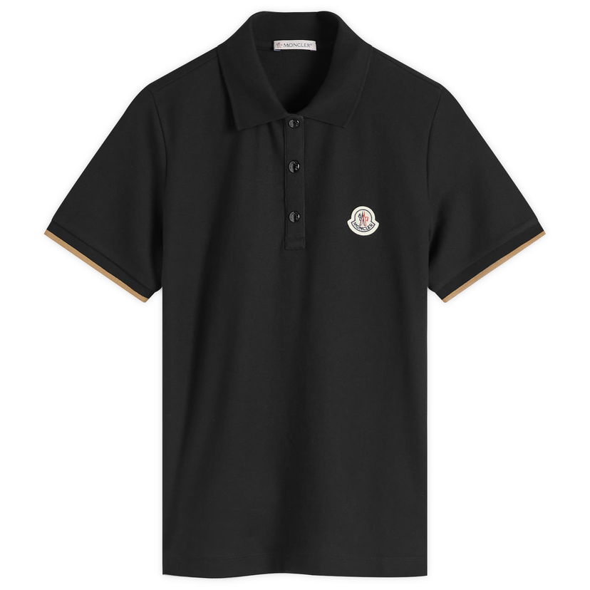 Polo skjorte Moncler Short Sleeve Logo Polo Sort | 8A000-01-84720-999