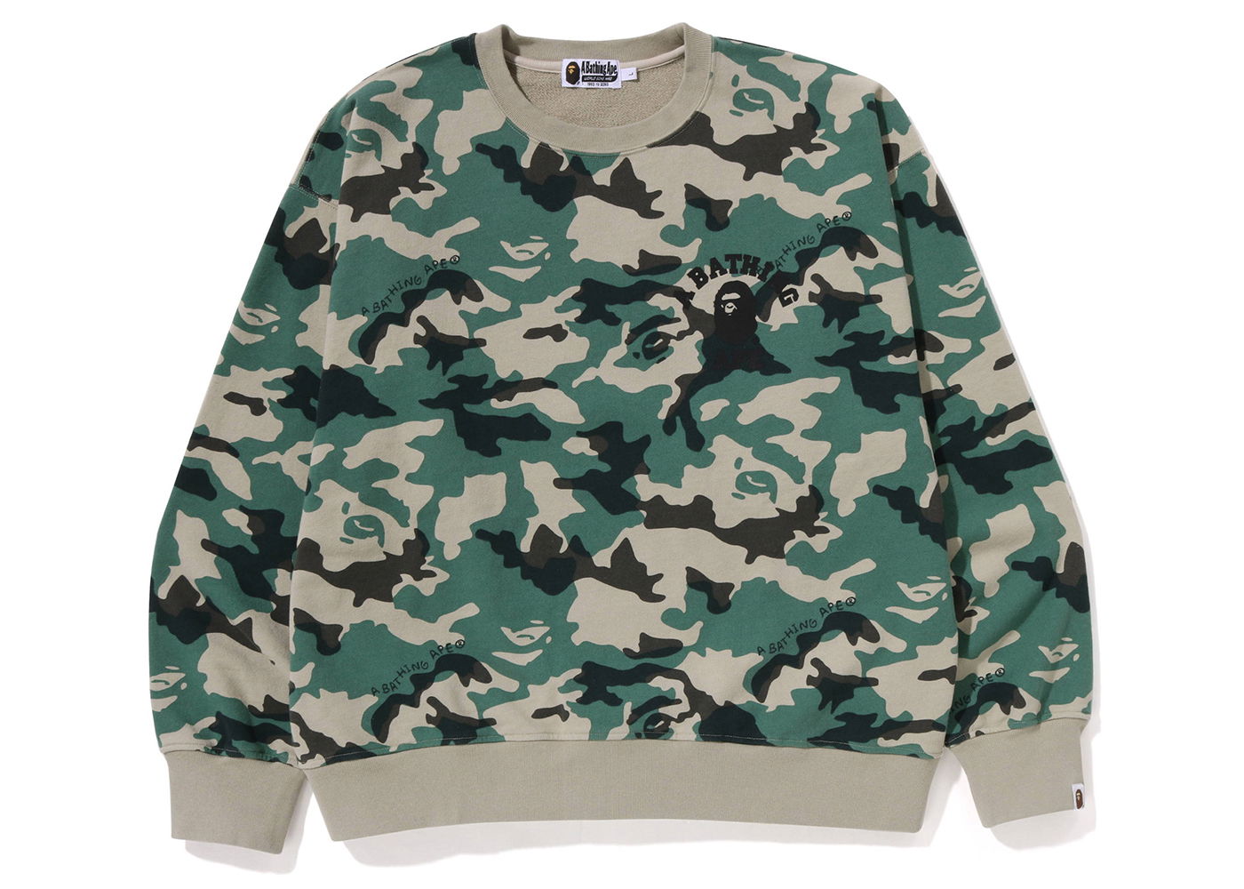 Sweater BAPE Woodland Camo Loose Fit Crewneck Grøn | 1J30-113-011, 0