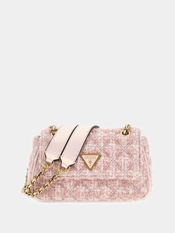 Skuldertaske GUESS Tweed Giully Mini Crossbody Bag Lyserød | HWTK8748780, 0