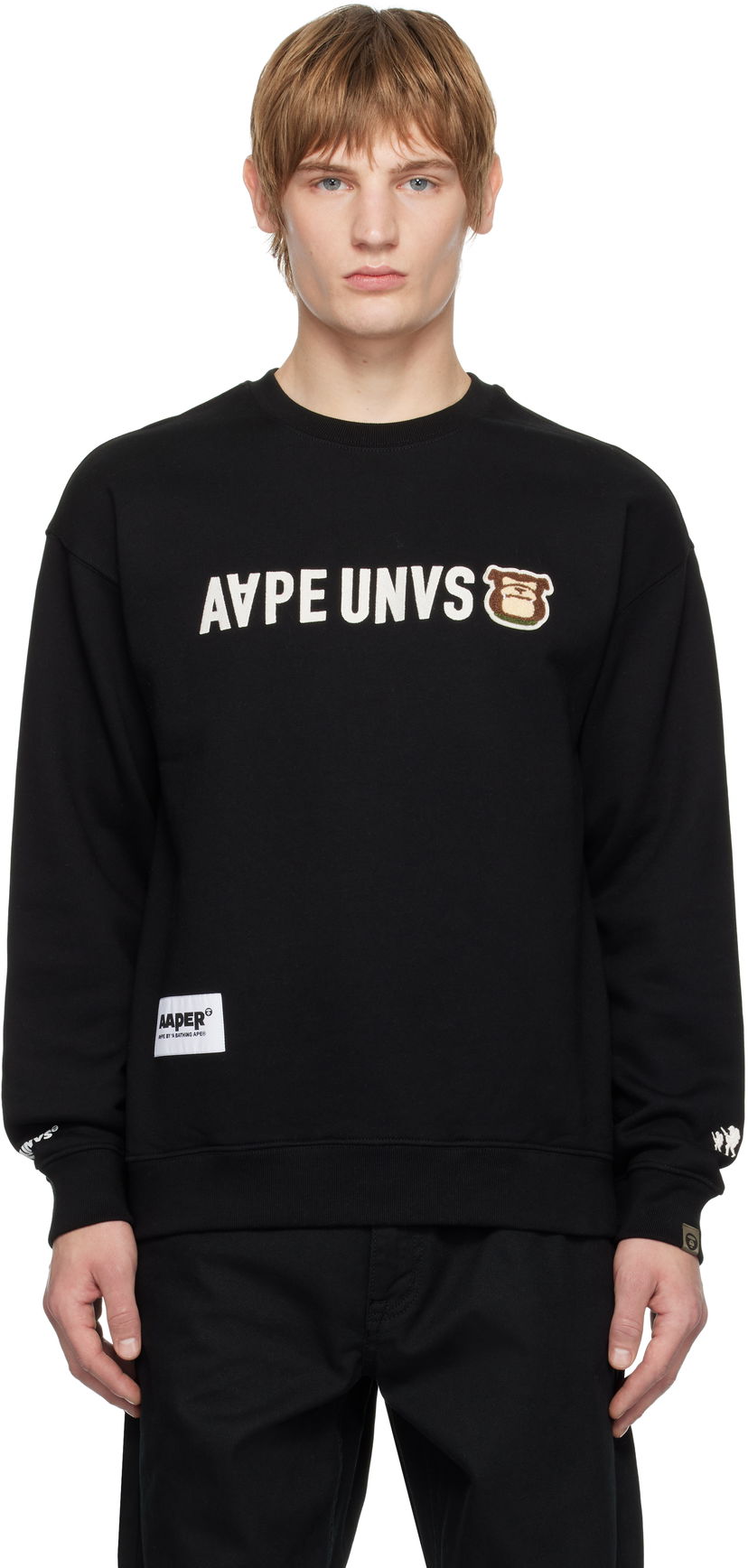 Sweatshirt AAPE by A Bathing Ape AAPE by A Bathing Ape 'AAPER' Crewneck Sweatshirt Sort | AAPSWMB379XXNBKX