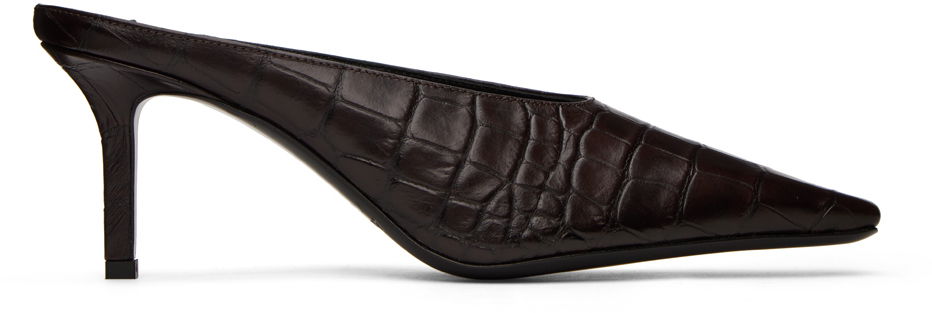 Sneakers og sko Acne Studios Heeled Embossed Leather Mules "Brown" Brun | AD0533-, 0