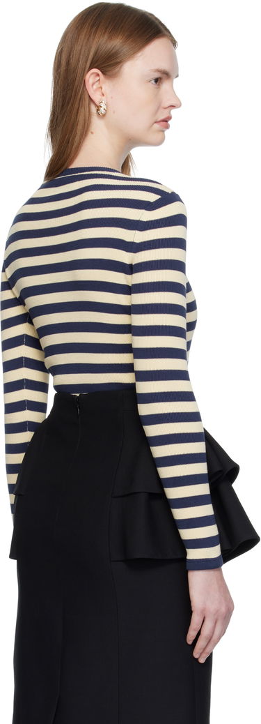 T-shirt Valentino Valentino Striped Cotton T-Shirt Mørkeblå | 7B3KC66N9JD, 2