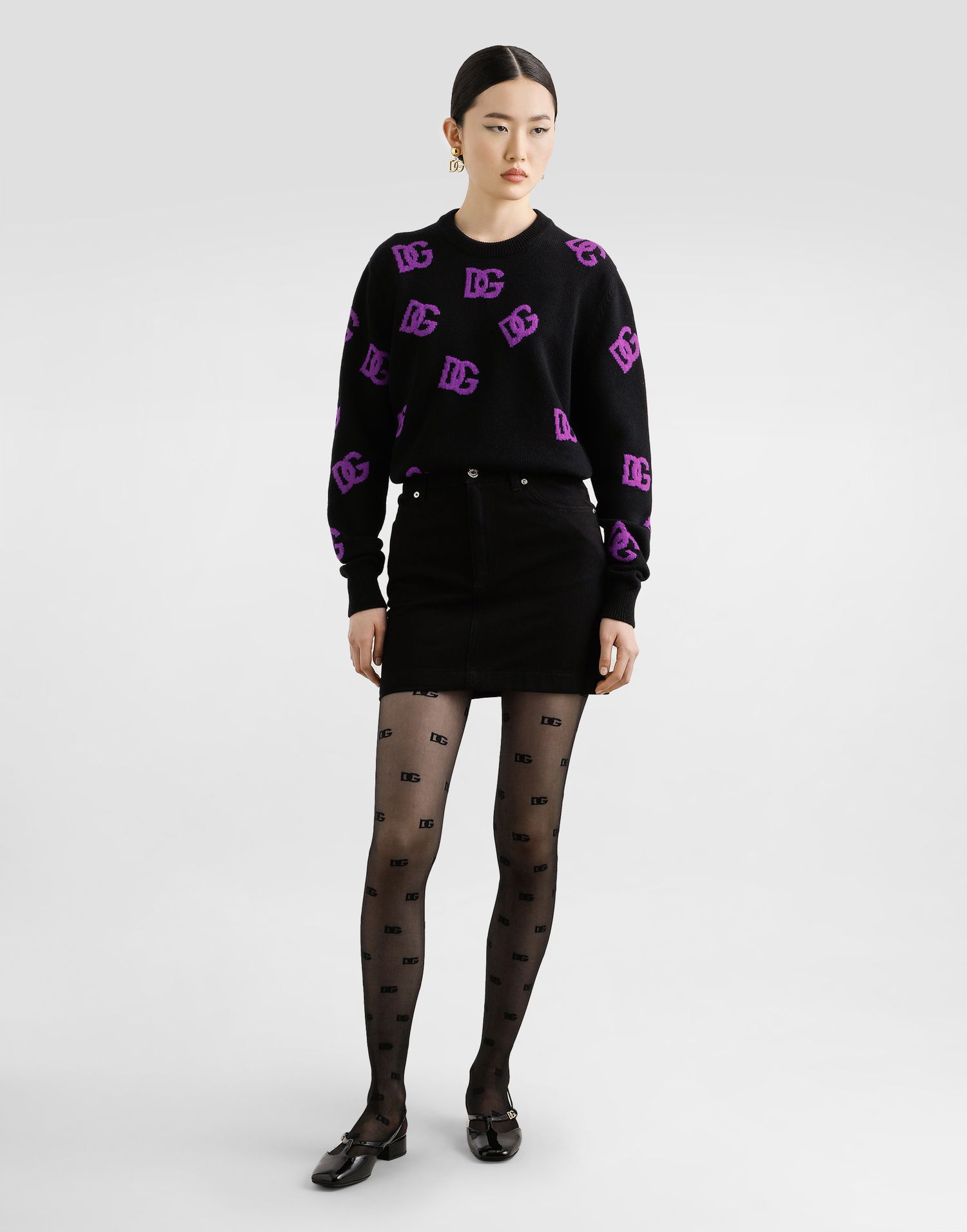 Sweater Dolce & Gabbana Dolce & Gabbana Wool Pullover with DG Logo Print Sort | FXX06TJCVYXN9867, 1