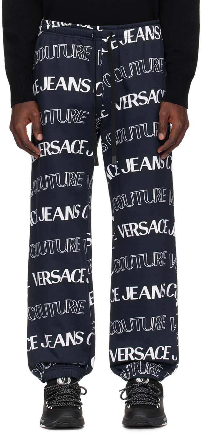 Joggingbukser Versace Couture Black & White All Over Sweatpants Sort | E76GAA315_EFS129, 0