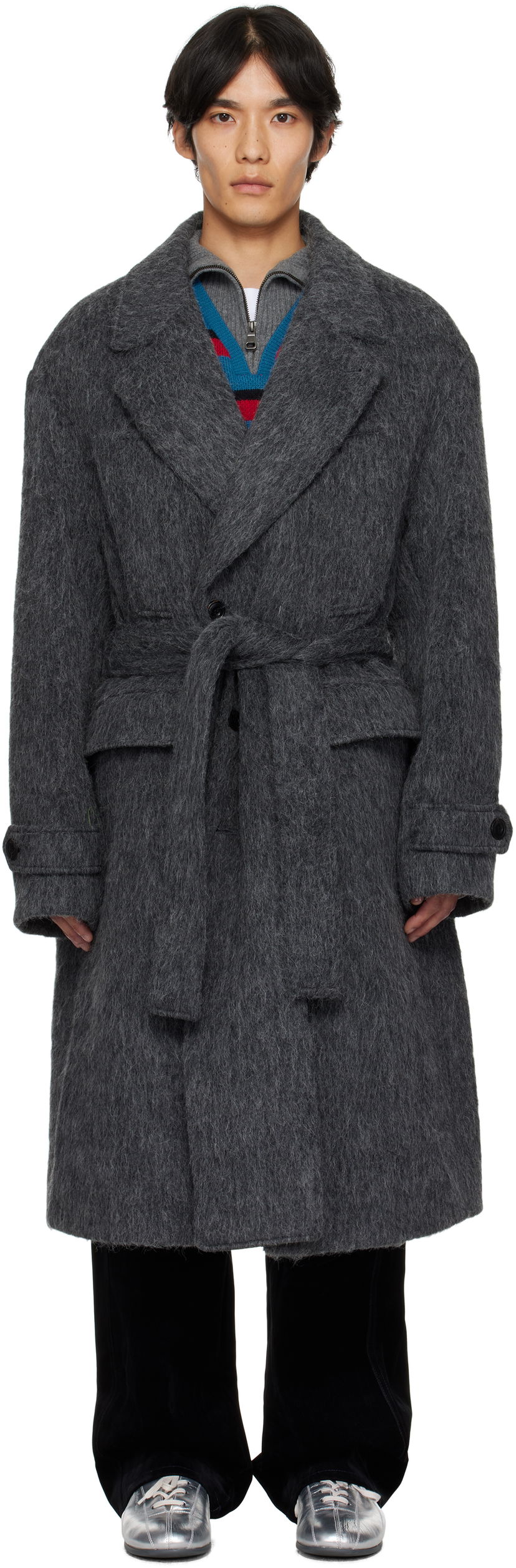 Frakker Andersson Bell Andersson Bell Mattia Shaggy Wool Robe Coat Grå | awa715m