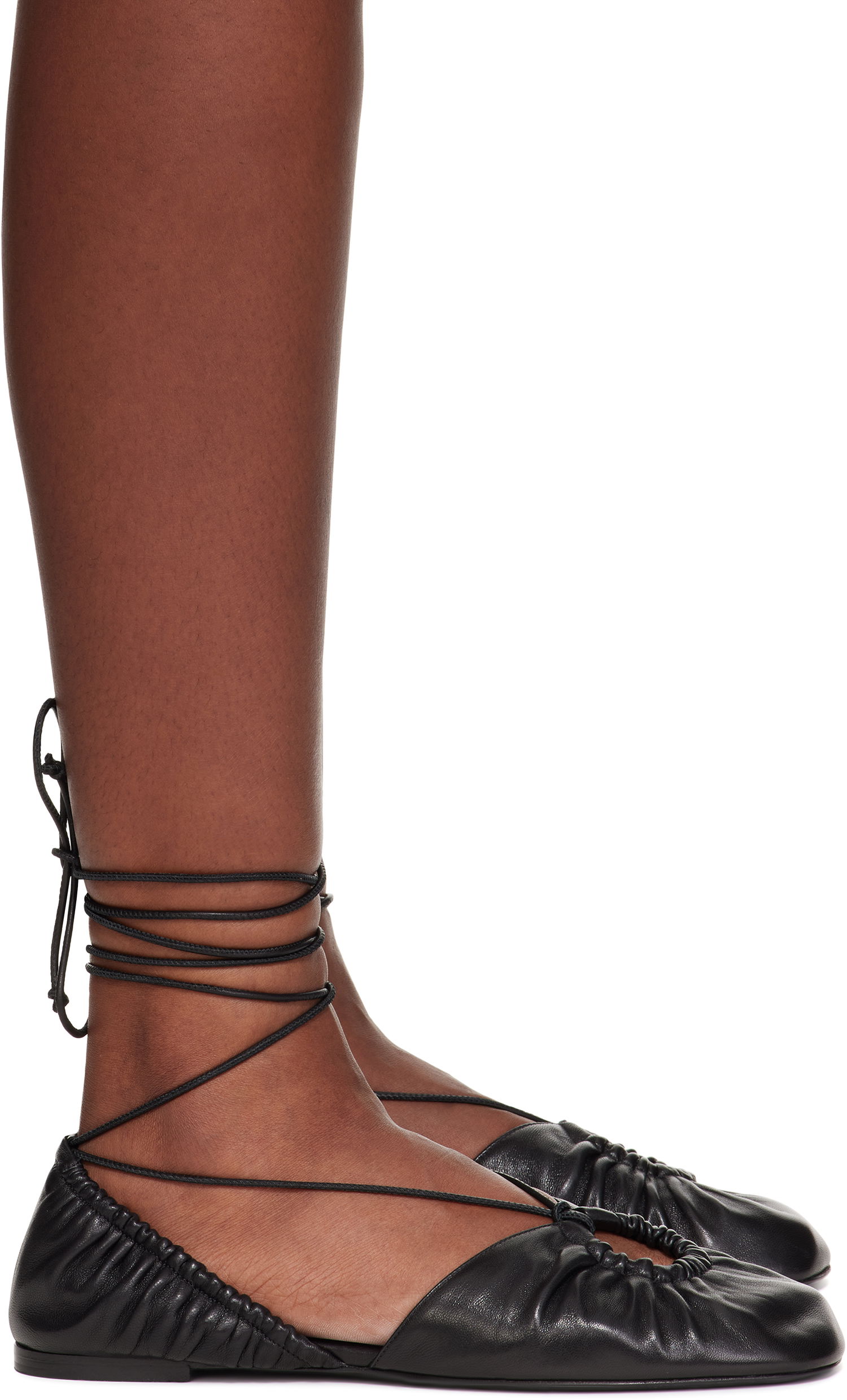 Sneakers og sko LANVIN Lanvin Mesure Lace-Up Leather Ballerina Flats Sort | FW-SAMS0W-NAPA-E25, 0