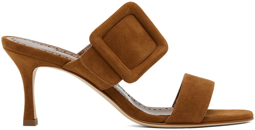 Tilbehør Manolo Blahnik Manolo Blahnik Gable Suede Heeled Sandals Brun | 419-0479