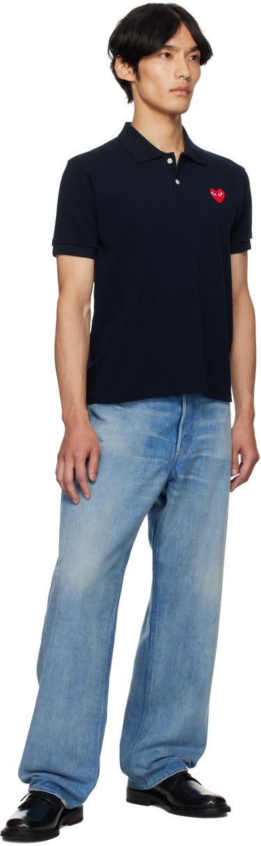 Polo skjorte Comme des Garçons Comme des Garçons Play Heart Patch Polo Mørkeblå | AZ-T006-051, 3