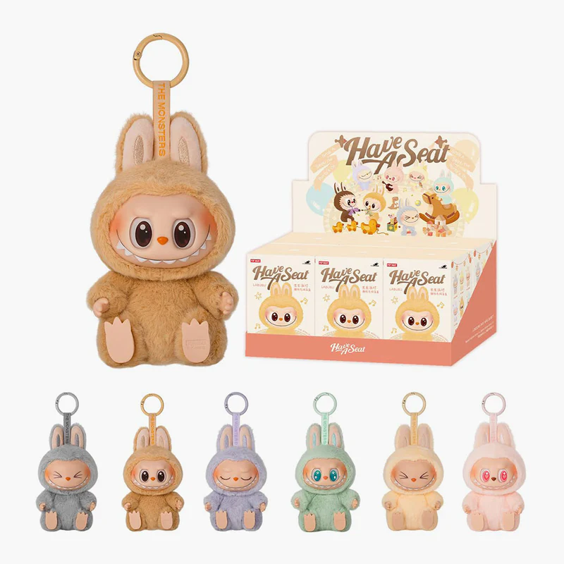 Collectible POP MART Labubu The Monsters: Have a Seat Vinyl Plush Case - Sealed Blind Box Flerfarvet | POPMART-LABUDOLL-MACARONSKOLOR, 1