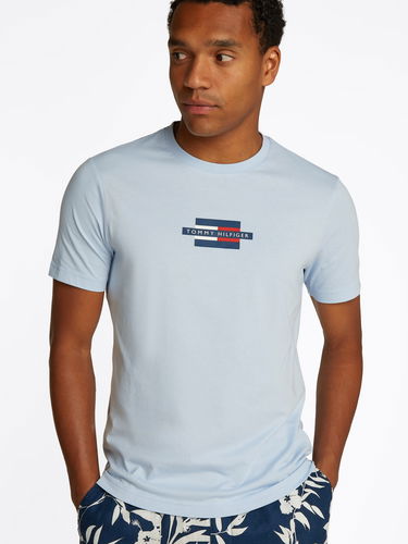 T-shirt Tommy Hilfiger Tommy Hilfiger Flag Box T-Shirt Blå | MW0MW38636C1O, 3