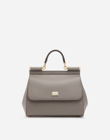 Håndtaske Dolce & Gabbana Dolce & Gabbana Small Sicily Leather Top Handle Bag Grå | BB6002B100180045, 0