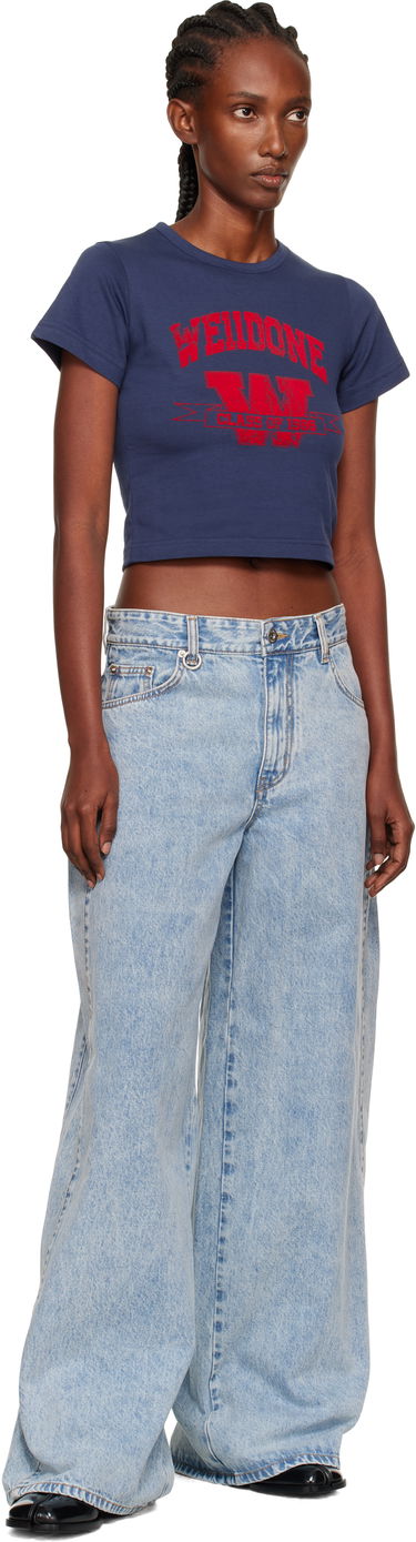 Crop top We11done We11done Slim-Fit Crop T-Shirt Blå | WD-TT2-25-749-W-NV, 3