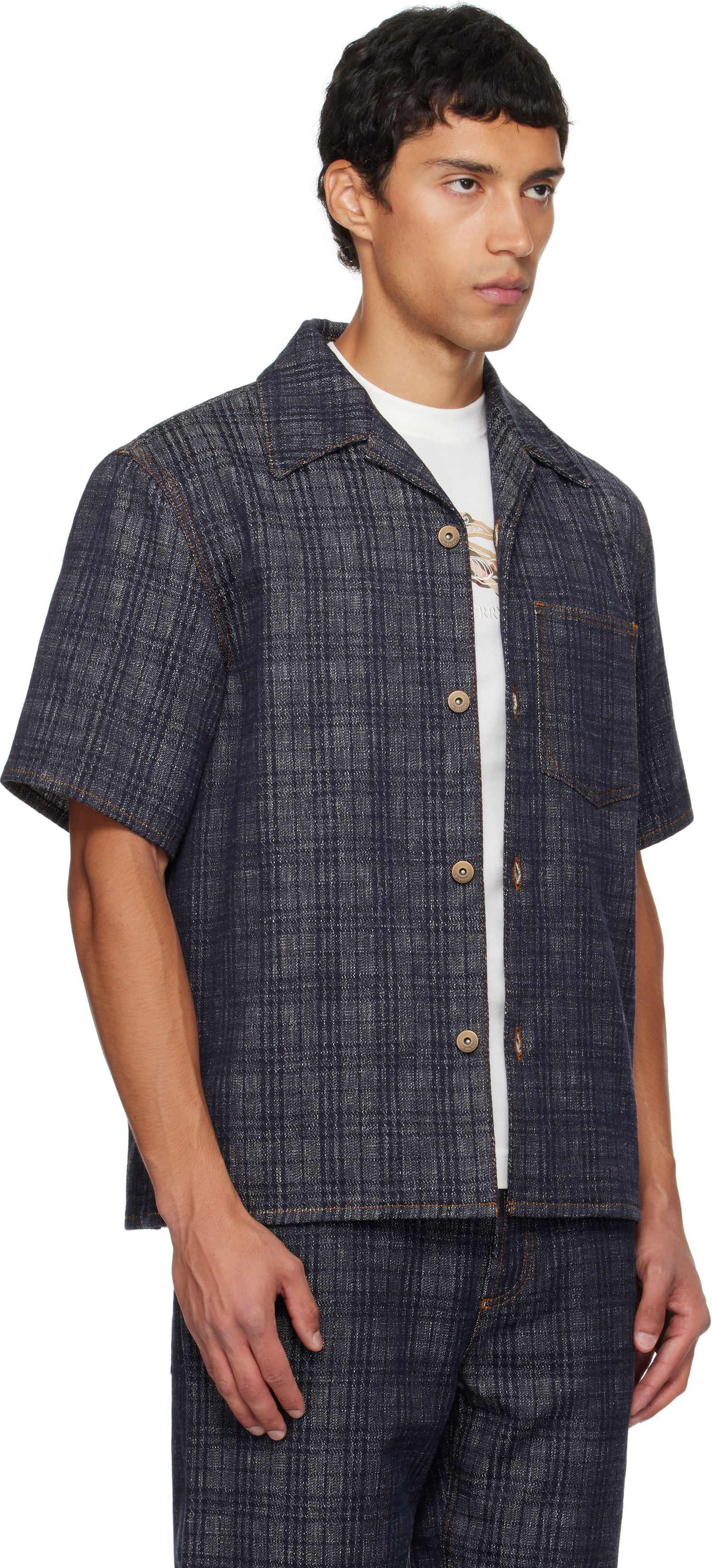 Skjorte Burberry Burberry Relaxed Fit Check Denim Shirt Blå | 8113431, 1