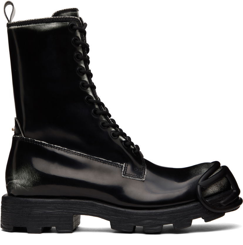 Sneakers og sko Diesel D-Hammer Bt D Lace-Up High-Top Boots with Shiny Finish and Rubber Toe Sort | Y03228-P8435-H1532