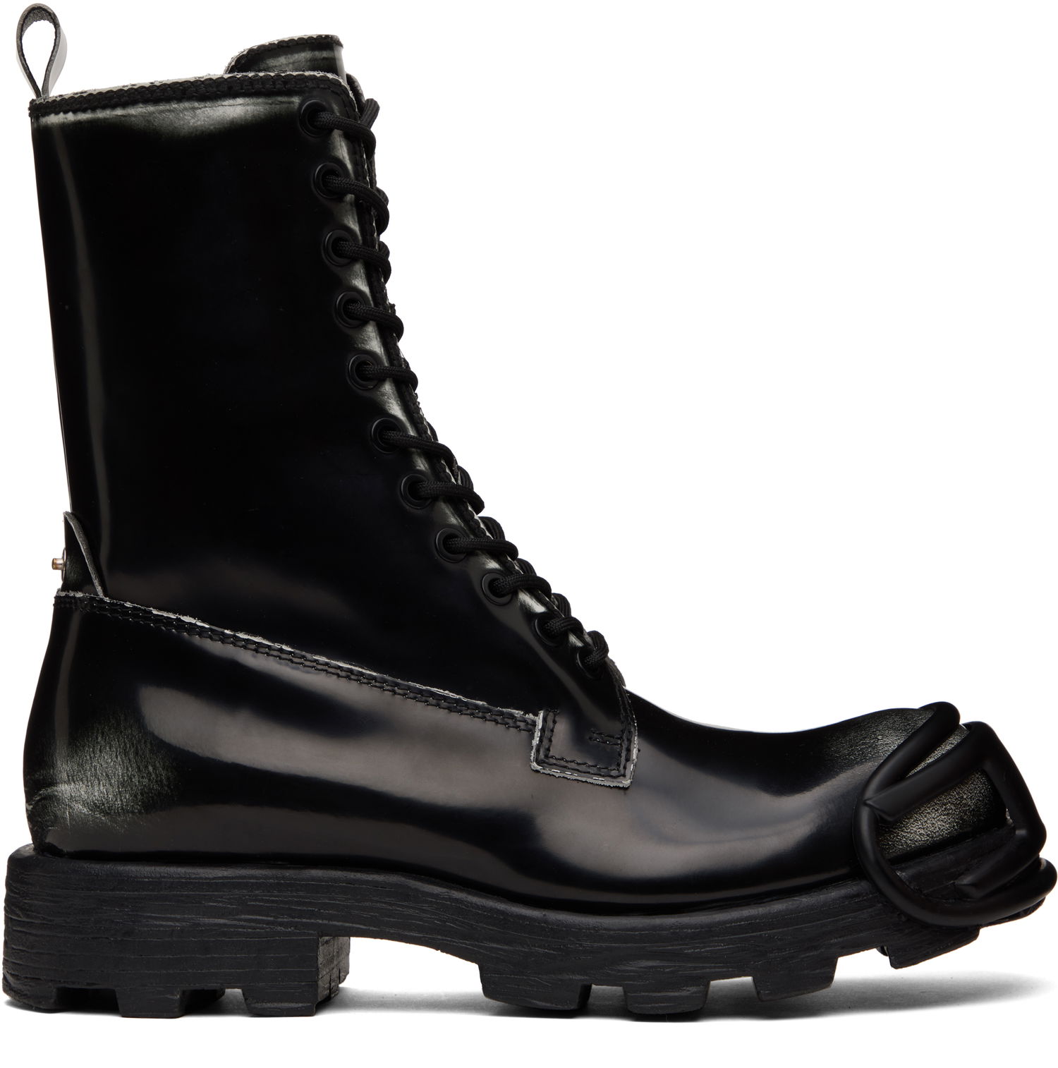 Sneakers og sko Diesel D-Hammer Bt D Lace-Up High-Top Boots with Shiny Finish and Rubber Toe Sort | Y03228-P8435-H1532, 0