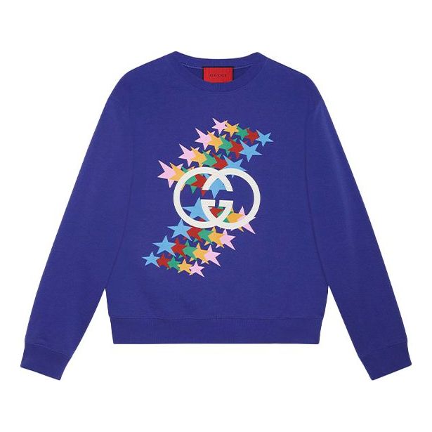 Sweatshirt Gucci Stars Print Crewneck Sweatshirt Blå | 626990-XJDNK-4120, 0