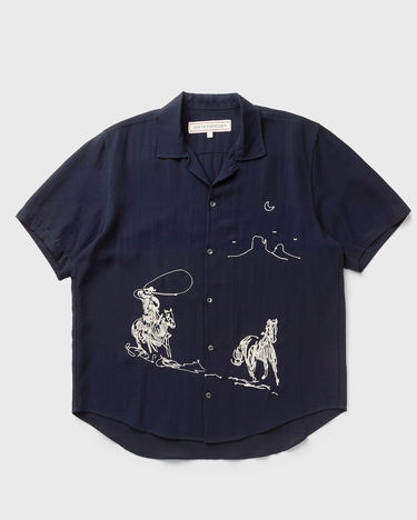 Skjorte One of These Days Into The Distance Cowboy Embroidered Camp Shirt Mørkeblå | 01C-16-005-NAVY, 0