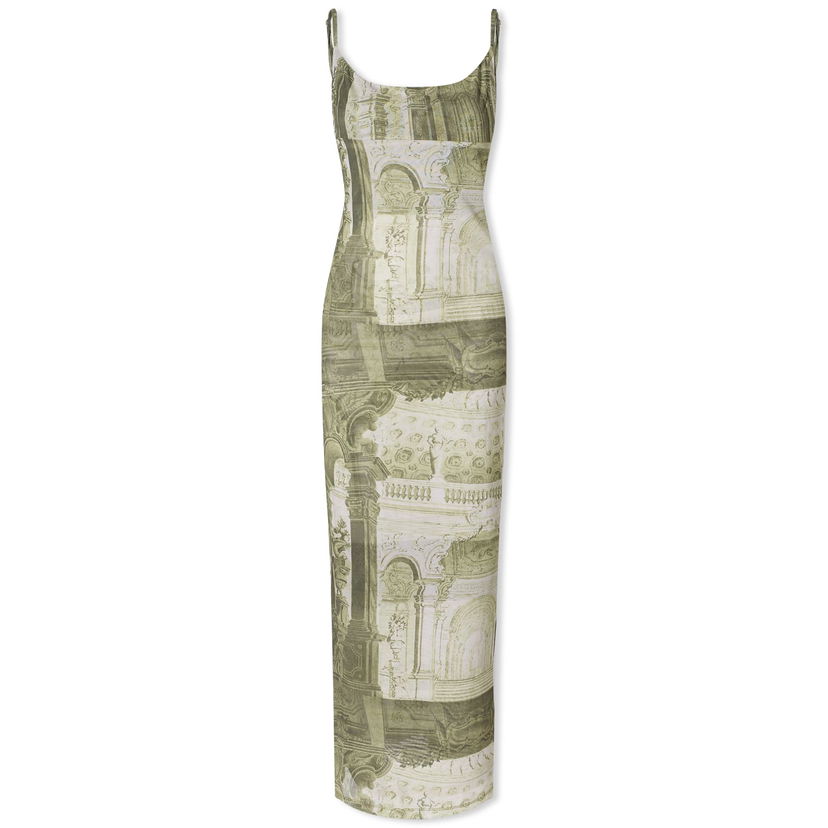 Kjole Miaou Miaou Thais Midi Dress Emblem Print Beige | 5019PM1EMB