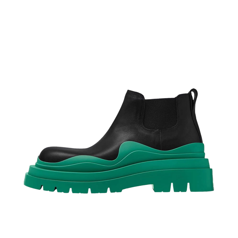 Sneakers og sko Bottega Veneta Tire Boot Mid Black Acid Turquoise Grøn | 630281VBS501489