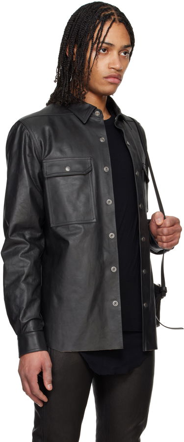 Skjorte Rick Owens Rick Owens Hollywood Leather Overshirt Sort | RU01E5729 LTP, 1