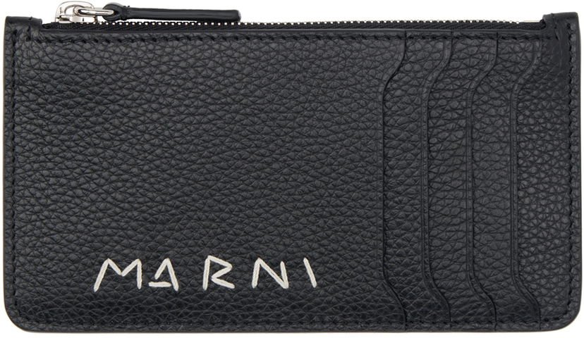 Tegnebog Marni Leather Card Holder Sort | PFMI0103U1 P6533