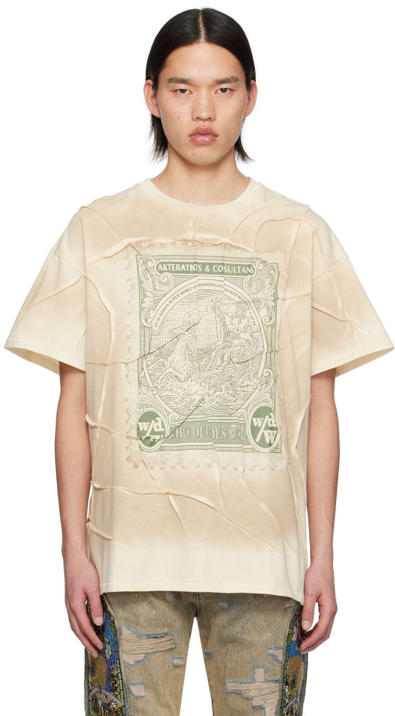 T-shirt Who Decides War Currency Graphic Panelled T-Shirt Beige | 1110110019SS24
