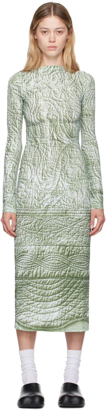 Kjole Maison Margiela MM6 Green Printed Midi Dress Grå | S52DD0046 M20024