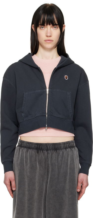 Sweatshirt BAPE BAPE One Point Cropped Zip Hoodie Mørkeblå | 001ZPL302007L, 0