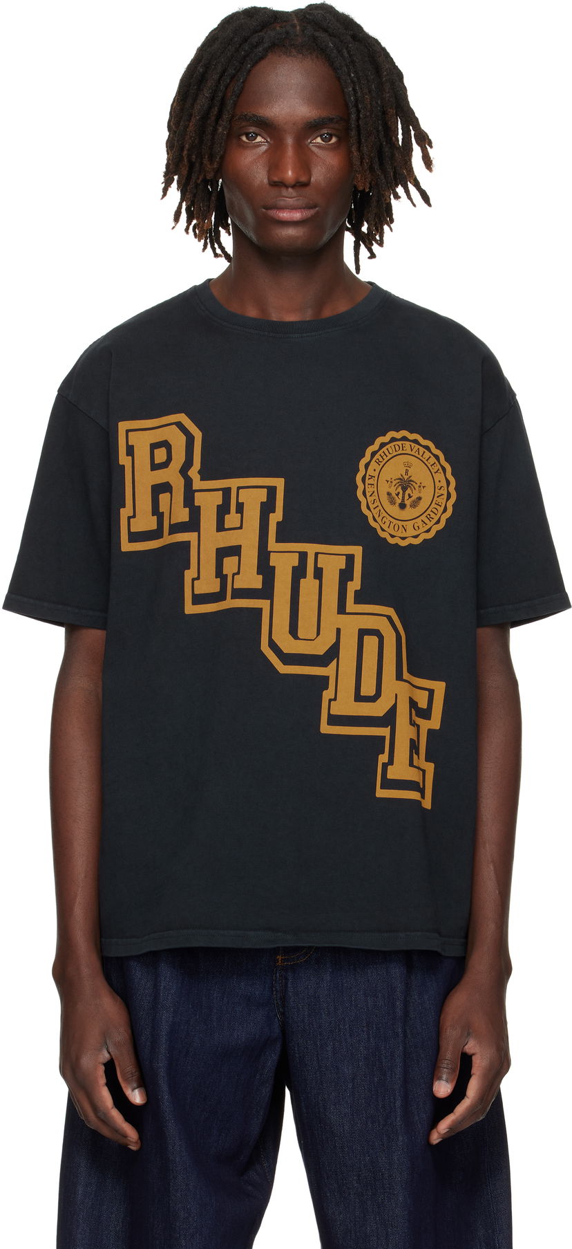 T-shirt Rhude Rhude Collegiate Crest T-Shirt Sort | RHPF25TT05012