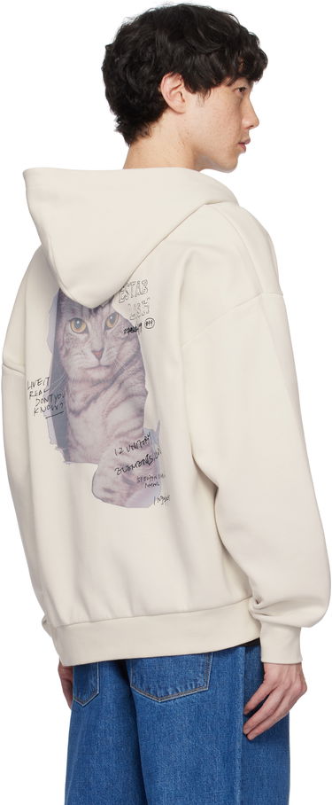 Sweatshirt izzue Izzue Graphic Print Zip Hoodie Beige | IZXSWN3157W4NGYR, 2