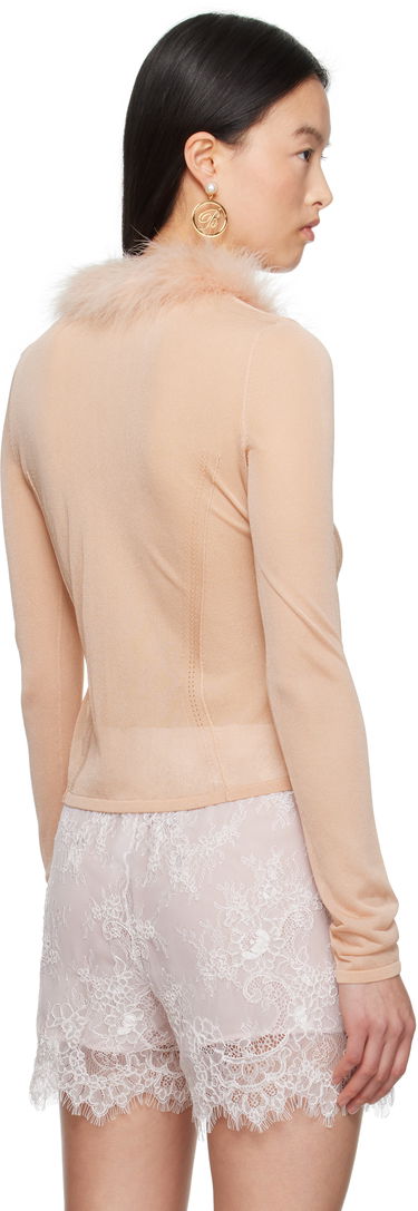 Sweater Blumarine Blumarine Feather Trim Knit Cardigan Lyserød | P522M558A, 2