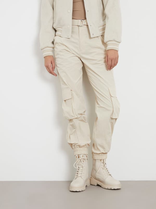 Cargo bukser GUESS Mid Rise Cargo Pant Beige | W4RB18WFVV0, 0