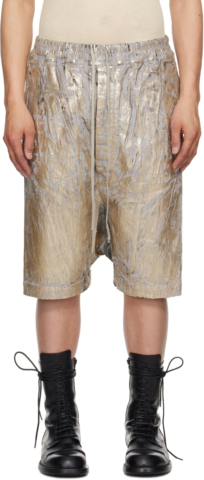 Shorts Rick Owens Rick Owens DRKSHDW Hollywood Drawstring Pods Shorts Metalisk | DU01E3380 SGMC