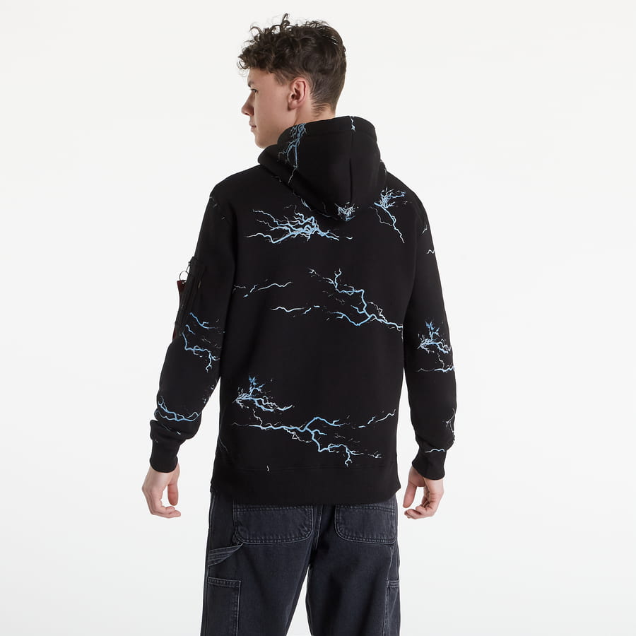 Sweatshirt Alpha Industries Lightning AOP Hoody Sort | 106330-95, 1