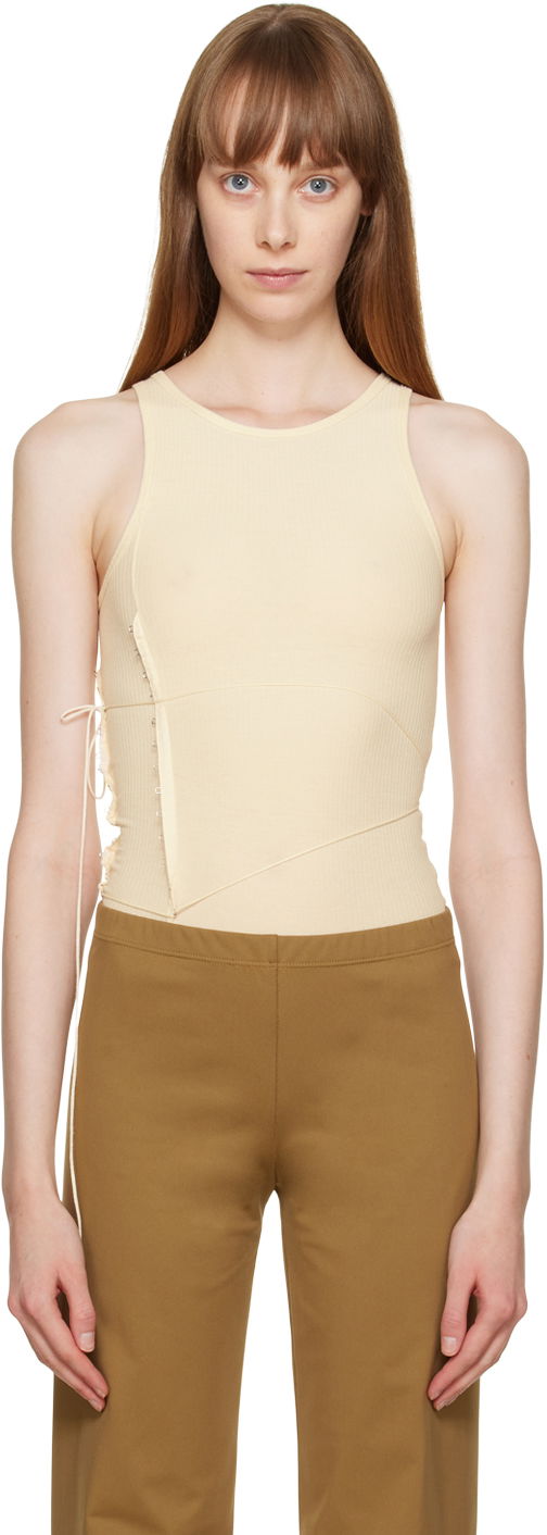Tanktop Baserange Baserange Tie Bodysuit Beige | ONTI-RB-WI22
