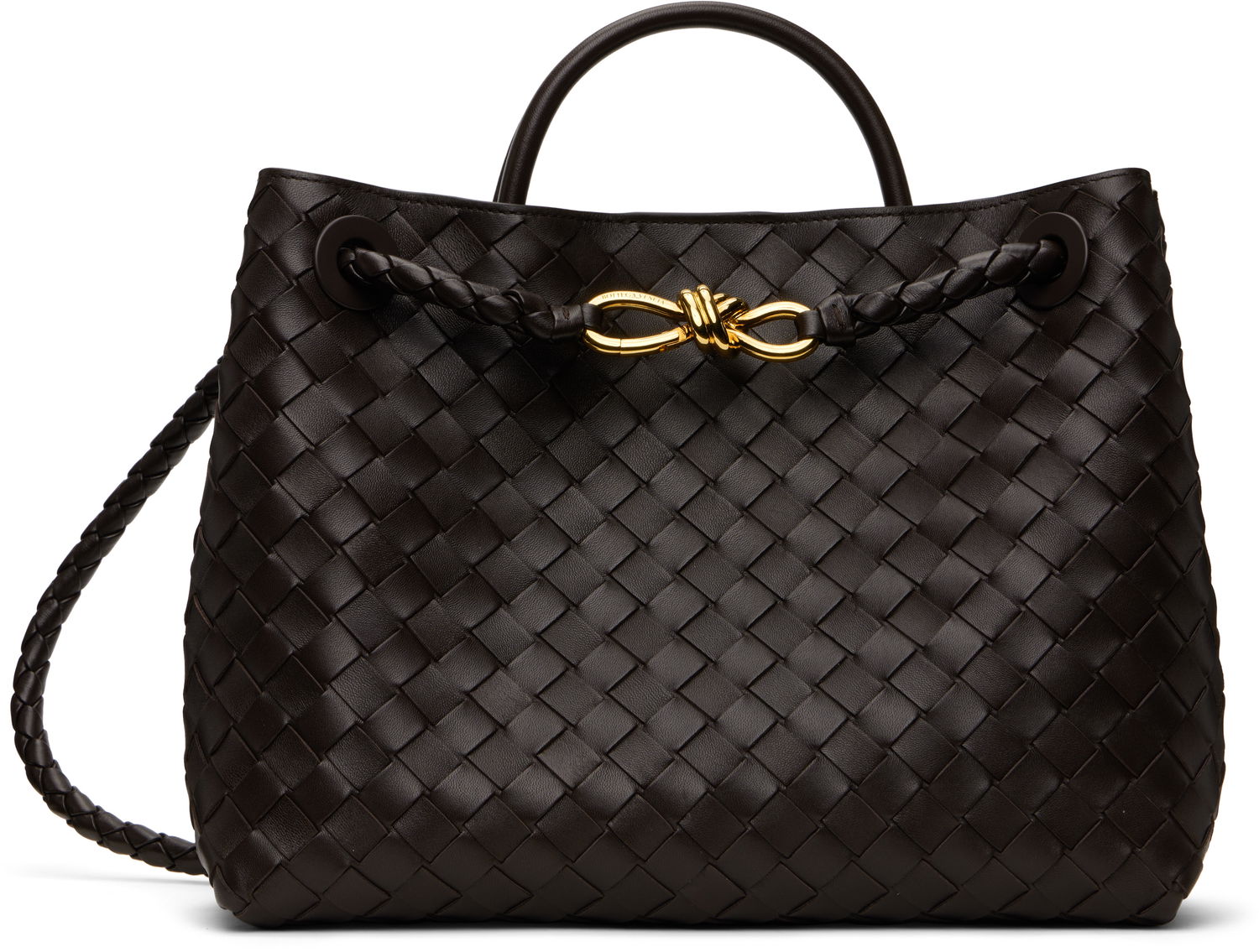 Mulepose Bottega Veneta Bottega Veneta Andiamo Woven Leather Tote Brun | 766016VCPP12272, 0