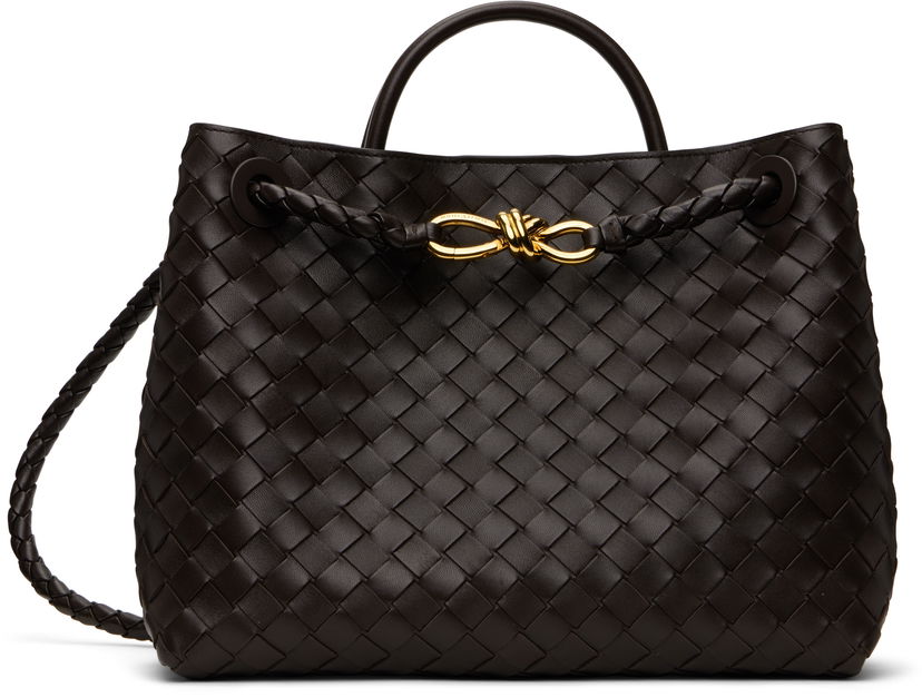 Mulepose Bottega Veneta Bottega Veneta Andiamo Woven Leather Tote Brun | 766016VCPP12272