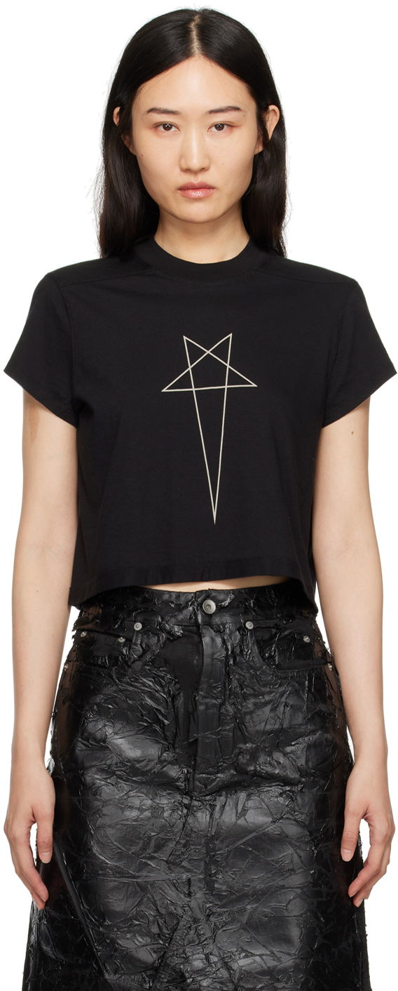 Crop top Rick Owens Level Cropped T-shirt Sort | DS02D2207 RNEP3