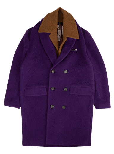 Frakker Palm Angels Double Breasted Fuzzy Brown Coat Lilla | PMEA078E196200063800