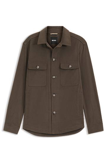 Skjorte BOSS BOSS Relaxed-Fit Stretch Cotton Overshirt Grøn | 50551684