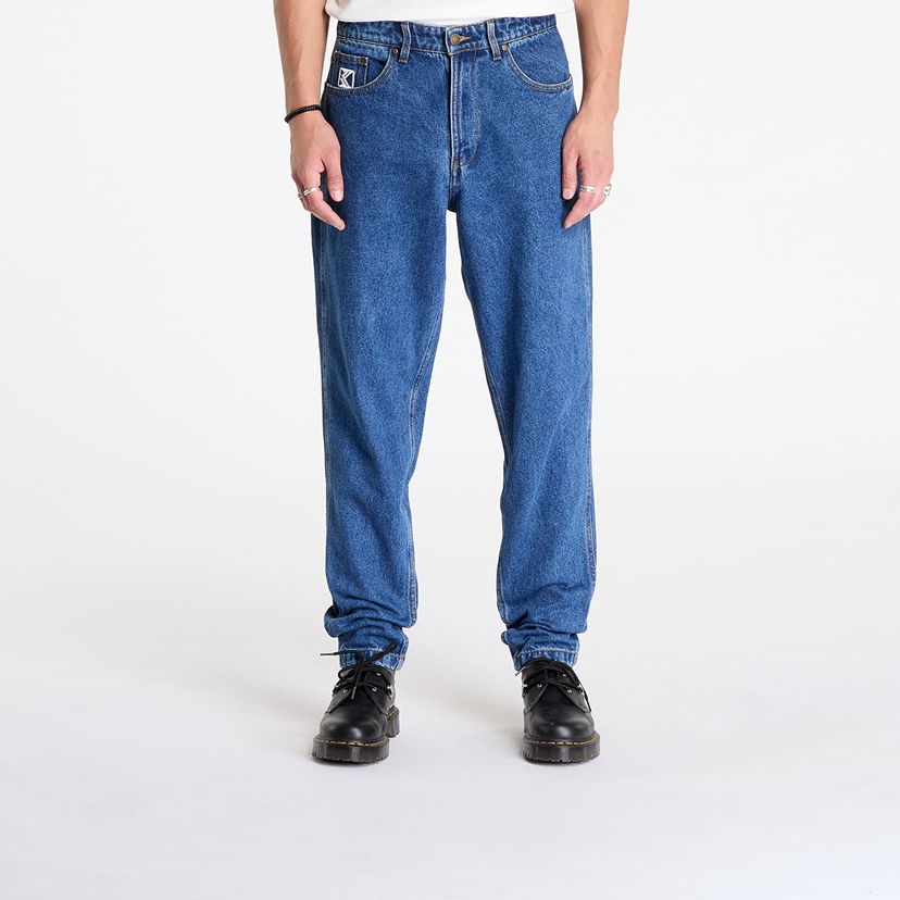 Bukser Karl Kani Pants KK Small Signature Tapered Five Pocket Denim Dark Indigo 32 Blå | 6000480