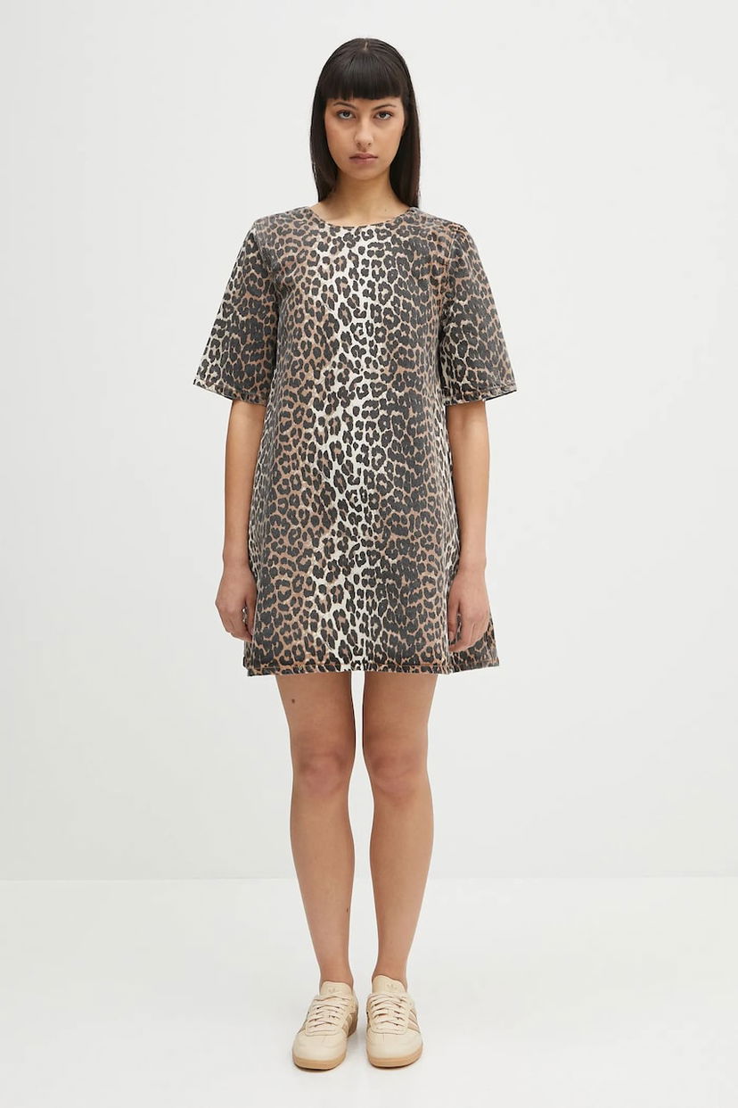 Kjole GANNI GANNI Print Denim Open Back Mini Dress Flerfarvet | J1677