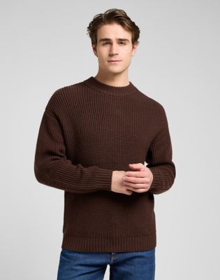 Sweater Lee Lee Relaxed Chunky Crew Neck Sweater Size XXL Brun | 112370541, 0