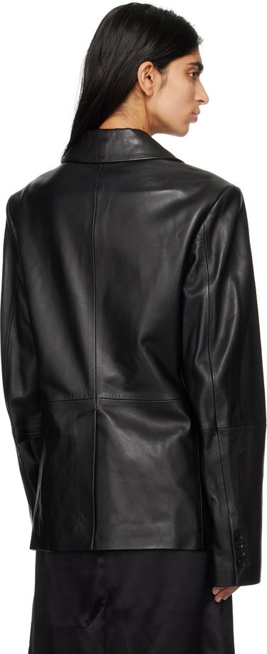 Jakke Loulou de Saison Loulou de Saison Davao Double-Breasted Leather Jacket Sort | DAVAO, 2