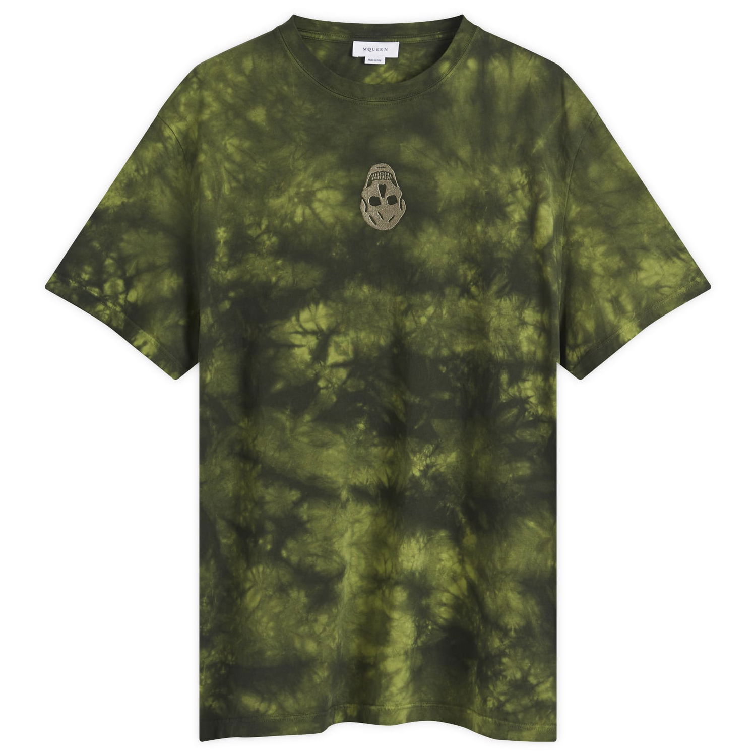 T-shirt Alexander McQueen Uneven Dyed Skull Logo T-Shirt Grøn | 808915-QXABL-3012, 0