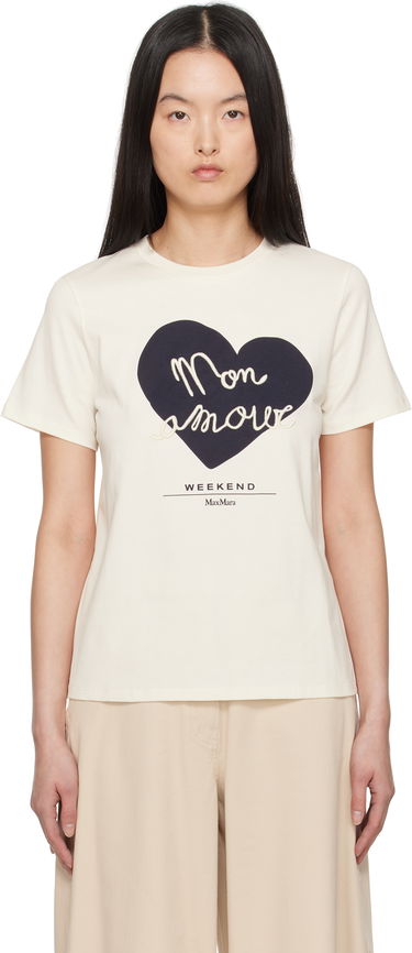 T-shirt Max Mara Weekend Max Mara Vello T-Shirt with Heart Applique Beige | 2515971051600, 0