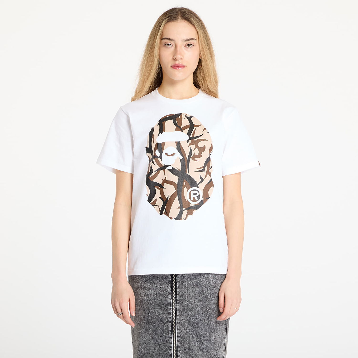 T-shirt BAPE A BATHING APE Trial Camo Big Ape Head Tee Hvid | 001TEL301034MWHA, 0